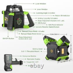 Niveau laser rotatif vert électronique + points à plomb, auto-nivelant horizontal/