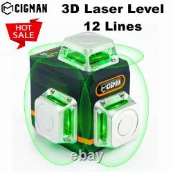 Niveau laser vert CIGMAN auto-nivelant à 12 lignes 3D rotatives pour la construction DIY
