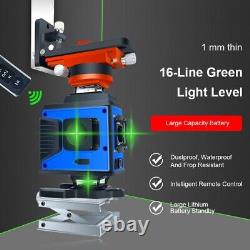 Niveau laser vert à 4D, 16 lignes, auto-nivelant, kit de mesure rotatif à 360°