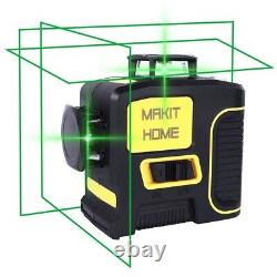 Nouveau niveau laser rotatif 360 rechargeable et auto-nivelant vert 12 lignes 3D en croix