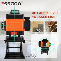 Remote 16 Ligne 4d 360° Rotary Green Laser Level Self Cross Measurement Avec 2 Batteries