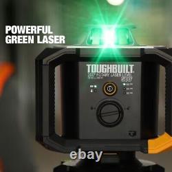 TOUGHBUILT Niveau laser rotatif intérieur/extérieur auto-nivelant vert de 500 pieds avec 360°